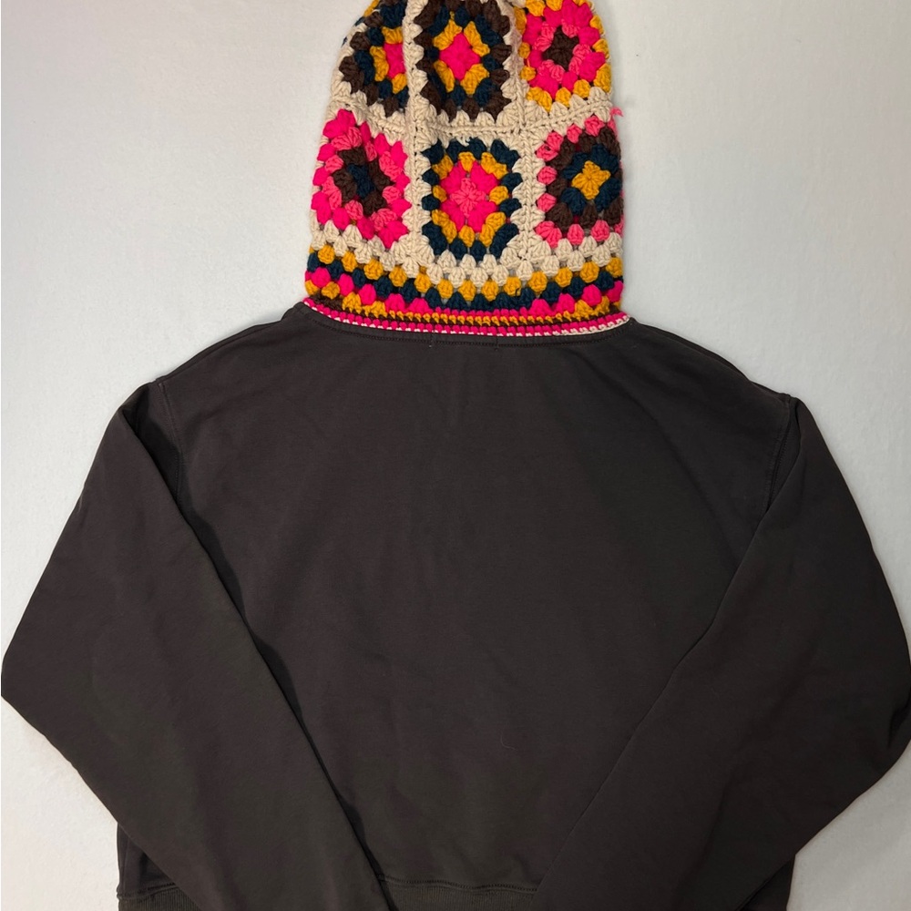 Natural Life Cottagecore Bohemian Grandma Square Crochet Hoodie Indie - Picture 7 of 9